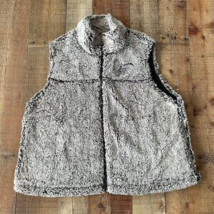 Catalog Favorites Gray sherpa teddy bear vest music note embroidered women's 1x